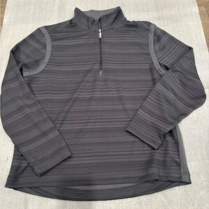 [M]Tommy Bahama Men's Charcoal Striped Quarter-Zip Islandzone Sweatshirt